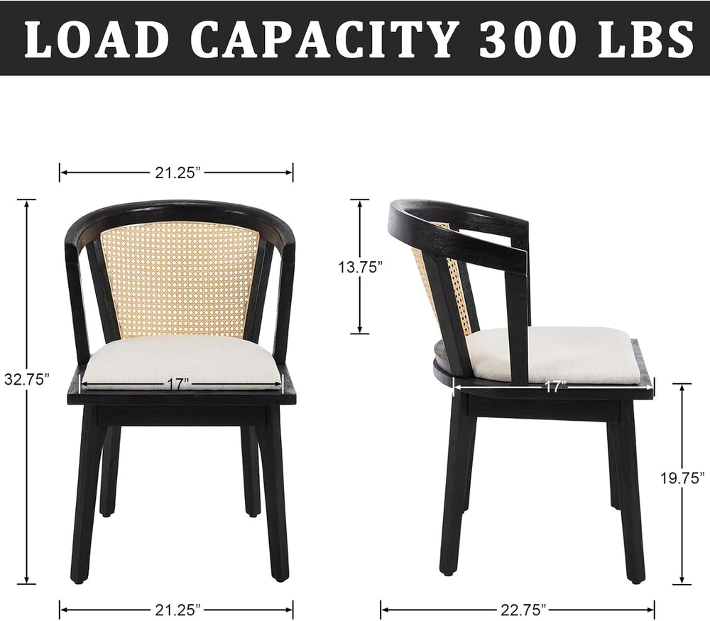 Kmax Modern Rattan Dining Chair Set of 4 Farmhouse Semi Barrel Dining Room Ch...