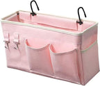 Loghot Bedside Caddy/Bedside Storage Bag Hanging Organizer for Bunk and Hospital Beds,Dorm Rooms Bed Rails,Can be Placed Glasses,Books,Mobile Phones,Keys (Light Pink)