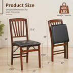 POWERSTONE Folding Dining Chairs Set of 6, Slat Back Foldable Kitchen Chair | PVC Padded Cushions, Solid Wood Frame, No Assembly, 400 LBS Capacity for Dining Room Apartment Small Spaces