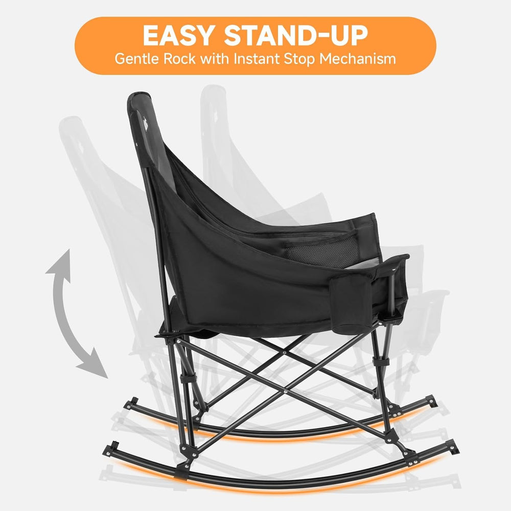 Youtanic Oversized Folding Rocking Camping Chair, Padded Portable Rocking Cha...