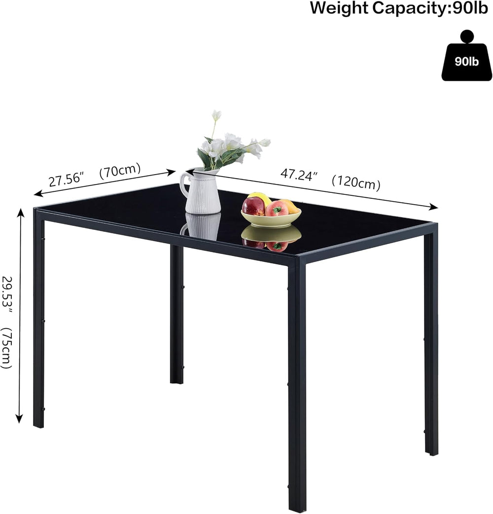 47.24" Glass Dining Table Modern Kitchen & Dining Room Table for 2-4...