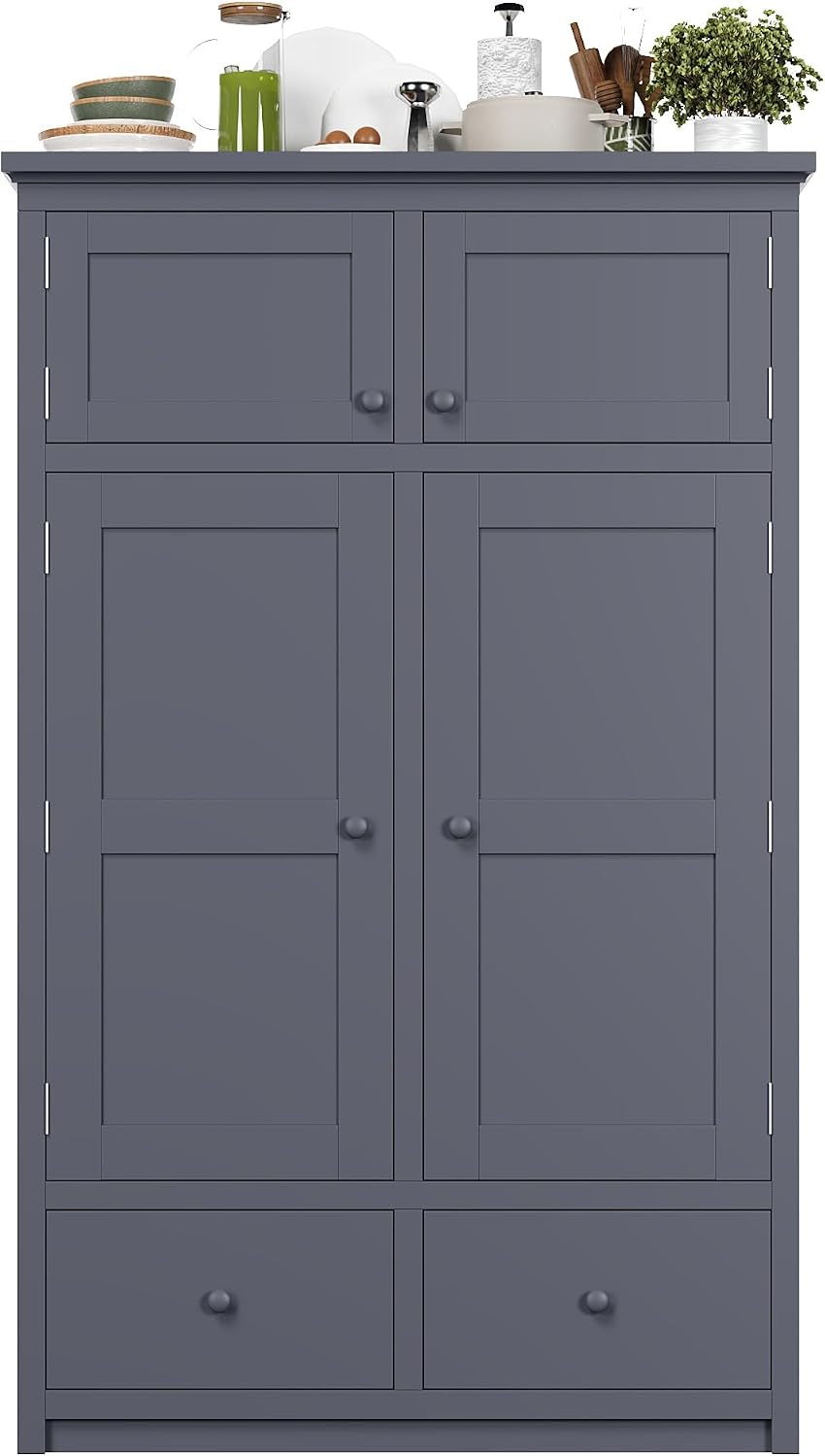Tall Kitchen Pantry Cabinet with Adjustable Shelves, Freestanding Large Cupbo...
