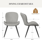 Dining Chairs Set of 6 Modern Fabric Dining Room Chairs Upholstered Dining Chairs with Thick Cushions Metal Legs Armless Back Chair for Kitchen and Living Room Light Gray