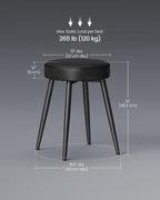 VASAGLE EKHO Collection - Dining Chairs Stools Set of 2, Upholstered Kitchen Chairs, Vanity Stools, Synthetic Leather with Stitching, Mid-Century Modern, 19-Inch Tall, Easy Assembly, Ink Black