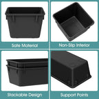 WOWBOX 25 PCS Plastic Drawer Organizer Set, Desk Drawer Divider Organizers and Storage Bins for Makeup, Jewelry, Gadgets for Kitchen, Bedroom, Bathroom, Office, Deep Black