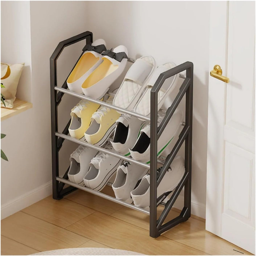 Simple Shoe Rack Ladder Style Shoe Cabinets Portable Doorway Shoe Rack Floor Standing Household Shoe Organizer Storage(Black)