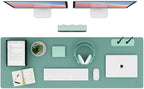 K KNODEL Large Office Leather Desk Mat, Mouse and Keyboard Pad, Computer and Laptop Mat, Desktop Protector and Cover, Writing Pad and Blotter (47.2"x17", Green)