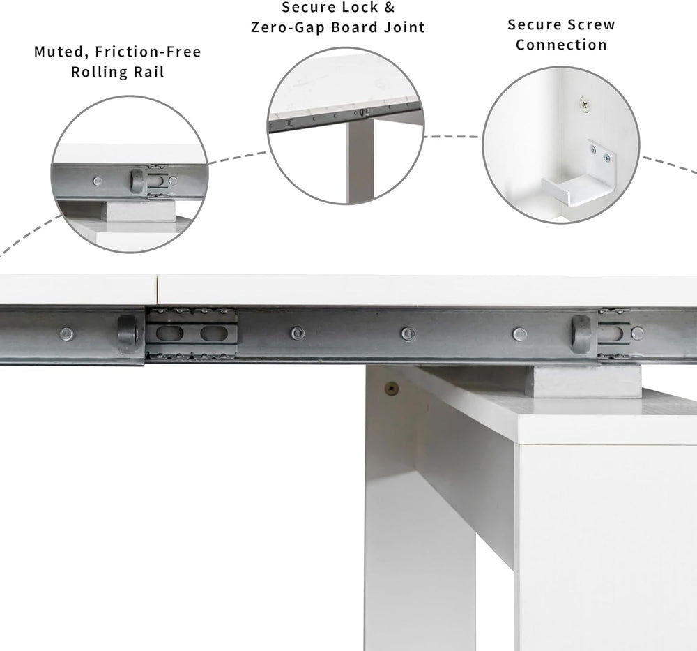 Transformer Table, Extendable Dining Table for 2-12 People, Marble White