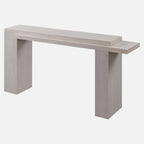 OKD 63" Modern Geometric Console Table with Layered Top, White Alder | Extended Layered Top, Sturdy Support Legs, Entryway, Hallway, Foyer, Living room, Behind Sofa