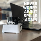 MugBrick Drink Holder for Couch, Bed, Car, Boat - Non-Spill Table and Desk Cup Holder, Tip Proof Spill Prevention Organizer, White + Pink Glow