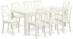 East West Furniture LGBO9-LWH-W 9 Piece Kitchen Table & Chairs Set Includes a Rectangle Dining Table with Butterfly Leaf and 8 Dining Room Chairs, 42x84 Inch, Linen White