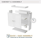 MCS 23x26 White Medicine Cabinet Organizer, Wall Mounted Bathroom Cabinet for Over-The-Toilet Storage, Bathroom Furniture & Restroom Organizer