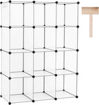 C&AHOME Cube Storage Organizer, 12-Cube Closet Cabinet Organizer, DIY Cube Shelf, Plastic Stackable Bookshelf, Modular Shelving Units Ideal for Home, Office, 36.6" L x 12.4" W x 48.4" H White SHS3012A