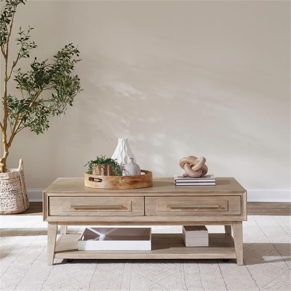 Pemberly Row 3-Piece Living Room Table Set, Sandstone Wood Finish, Includes R...