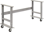 Global Industrial Mobile Adjustable Height C-Channel Leg Workbench, Maple Butcher Block Square Edge, 60" Wx30 D, Gray