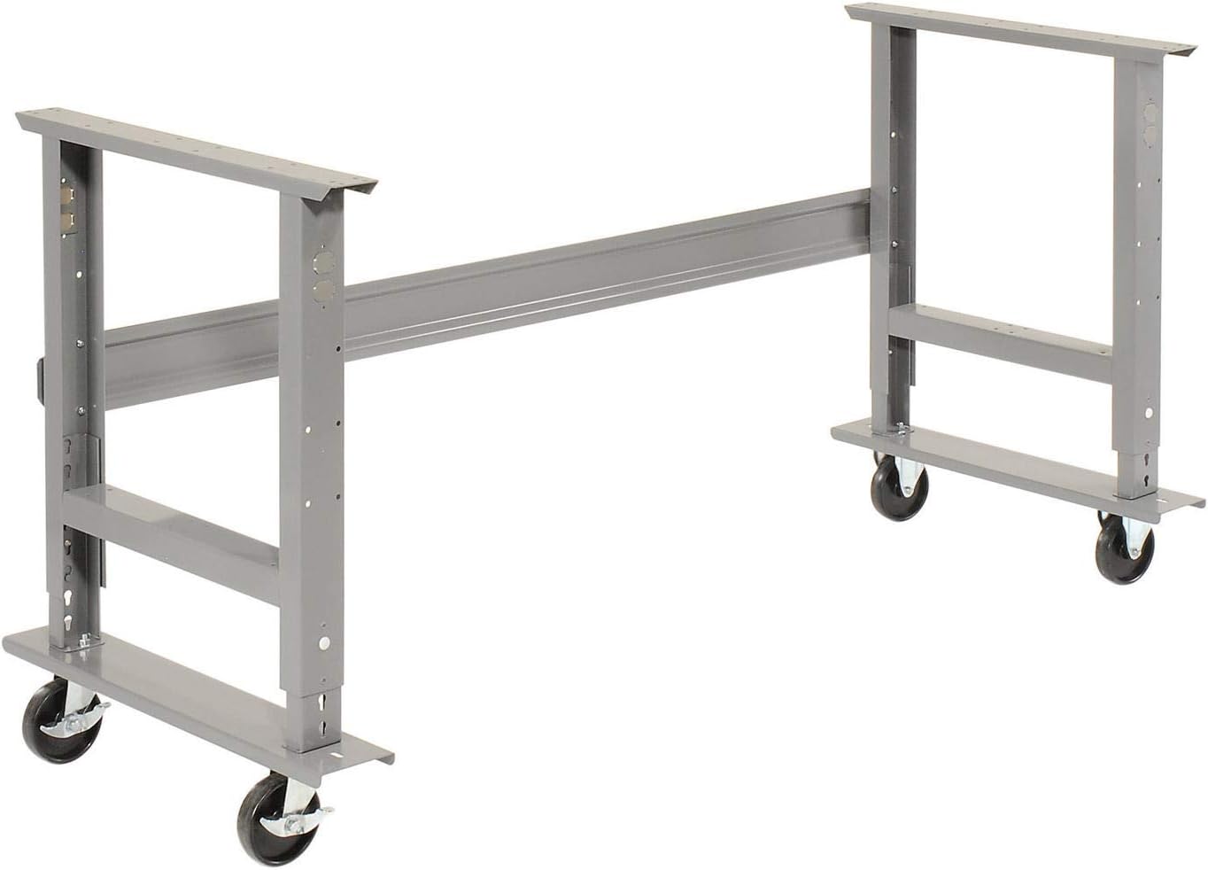Global Industrial Mobile Adjustable Height C-Channel Leg Workbench, Maple Butcher Block Square Edge, 48"Wx30"D, Gray