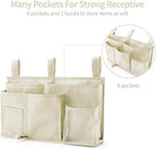 Bseash Bunk Bed Organizer, Bedside Caddy Hanging Bed Organizer Storage Bag 8 Pockets, for College Dorm Rooms Bed, Hospital Bed, Baby Bed Rails, 600D Oxford Cloth (Beige)