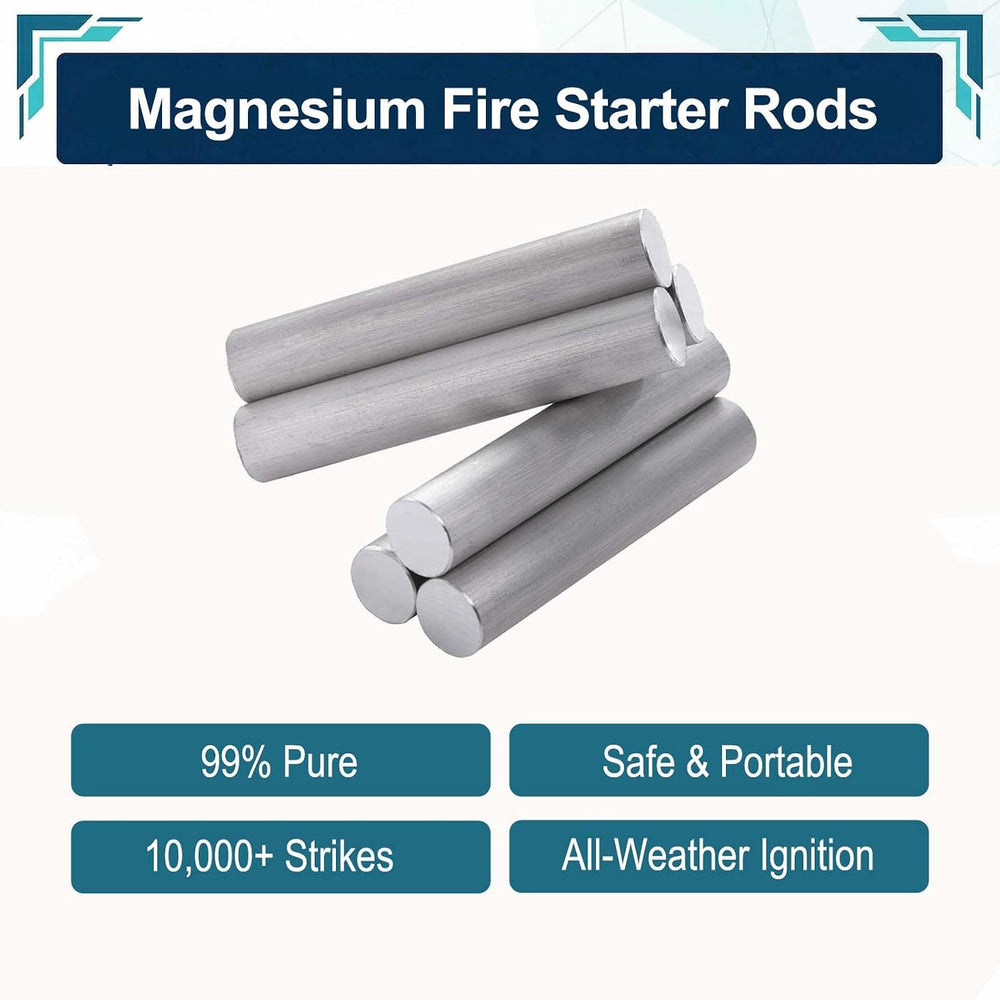 10-Pack 99% Pure Magnesium Fire Starter Rods (3.5x0.63 Inch)