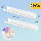 NiHome Magnetic White Acrylic Book Shelves 2-Pack, 17'' for Whiteboard, Classroom and Fridge Storage, Sleek Design for Large Picture Books and File Holders, Holds up to 8.5 lbs