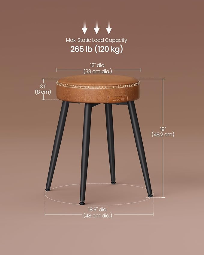 VASAGLE EKHO Collection - Dining Chairs Stools Set of 2, Upholstered Kitchen ...