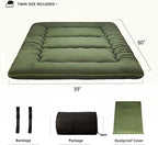 MAXYOYO Japanese Floor Mattress Futon Mattress, 4" Thicken Tatami Mat Sleeping Pad Foldable Roll Up Mat Boys Girls Dormitory Pad Kids Floor Lounger Pillow Bed, Charcoal Grey, Queen Size
