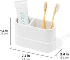 Matte White Large Toothbrush and Toothpaste Holder and Cup for Bathroom Vanity and Countertop, Round Organizer for Electric Toothbrushes, Floss, Razors, Cotton, and Mouthwash