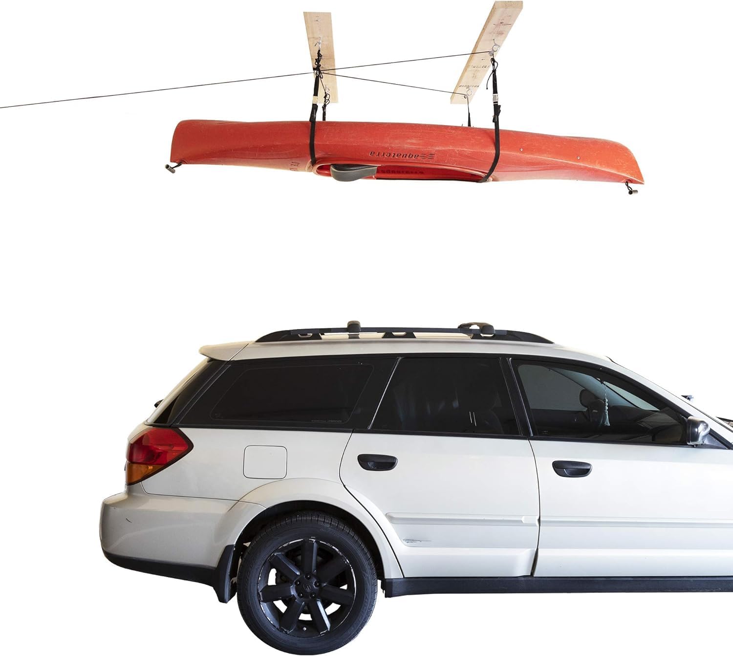 HARKEN Hoister - Overhead Garage Storage 2 Point Hoist System for Bikes, Kayaks, Surf & Paddle Boards (60lb Capacity, 16ft Ceiling) Safe Anti-Drop System, One-Person Operation - 7807.16