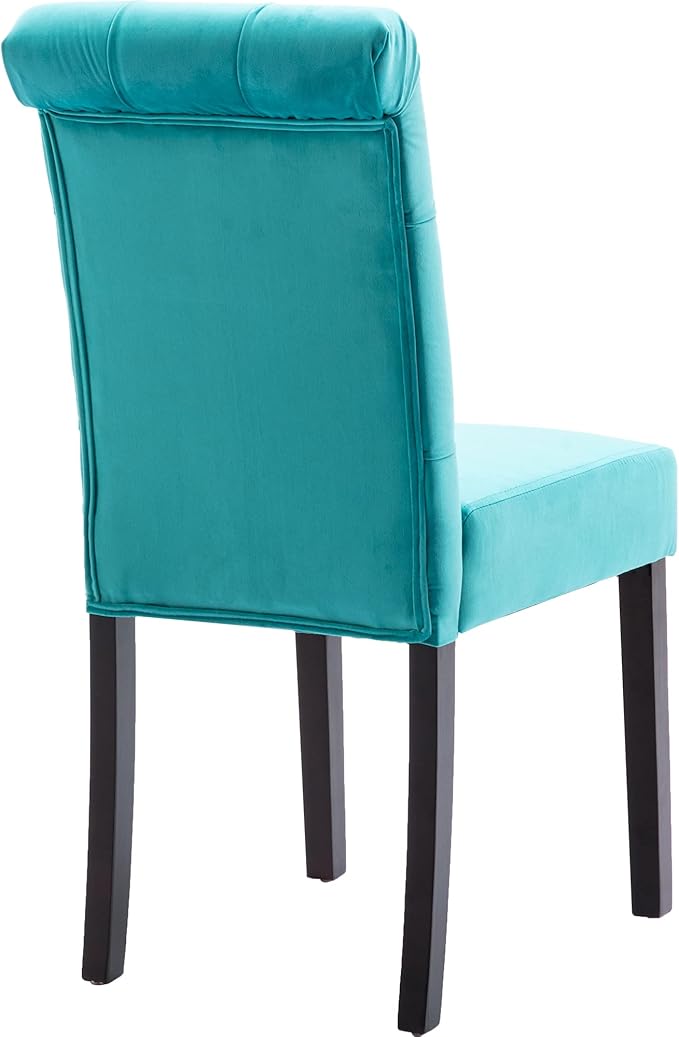 Velvet Dining Chairs Set of 8, Upholstered Kitchen & Dining Room Chairs, Farmhosue Parsons Side Host Chairs for Home/Bedroom/Living Room/Restaurant, Cyan Blue