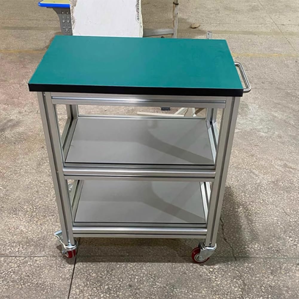 Durable Portable Antistatic Workbench Cart with Wheels & Handles - Mobile Workshop Stand for Material Handling - Gray Workstation (280x60x75 cm)