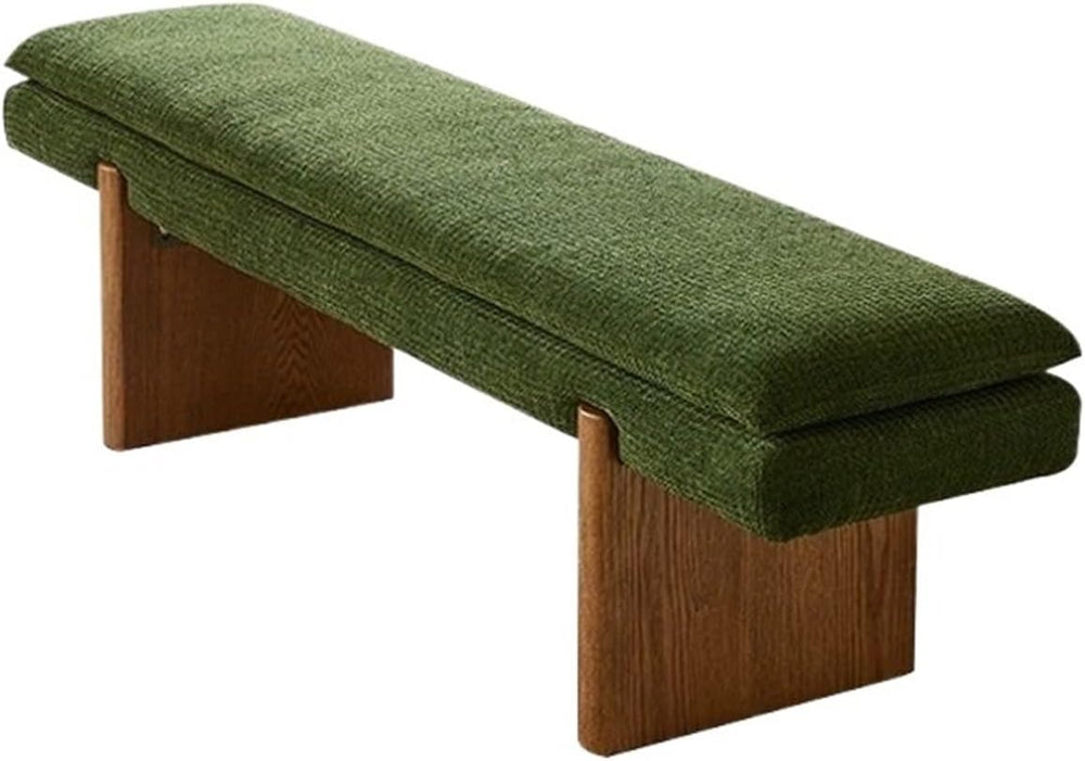 Modern Green Bedroom Bedside Bench Dressing Room Wooden and Fabric Long Entry...
