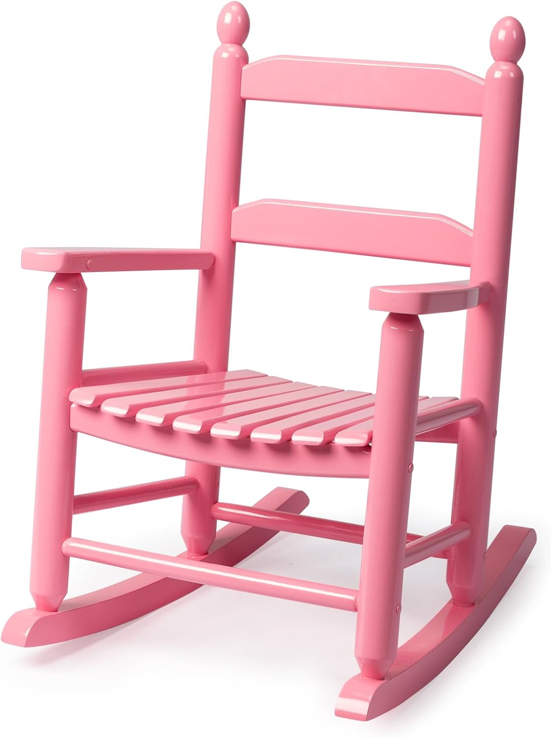 Kids Rocking Chair, Design Support Ages 3-6 for Outdoor, Pink | Solid Wood Toddler Baby Rocker, High Backrest & Rounded Armrests and Ergonomic, Living Room or Reading Room Use