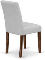East West Furniture ANAS3-AWA-27 3 Piece Modern Dining Set consists A Dinning Table and 2 Light Gray Polyester Fabric Dinner Chairs, Antique Walnut