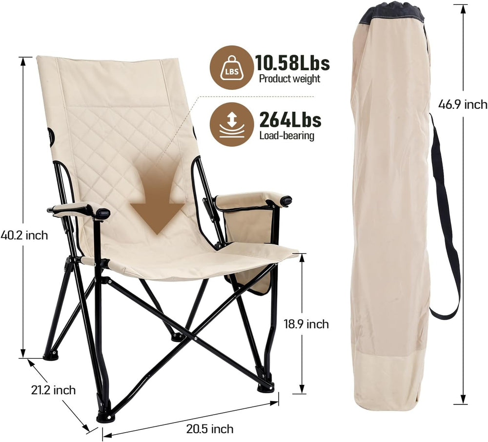 Folding Camping Chair, High Back Padded Portable Camp Chair with Storage Bag,...