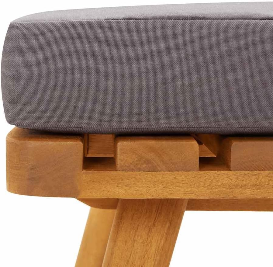 Outdoor Patio Footstool with Thickly Padded Cushion, 23.6x23.6 Inch Solid Aca...