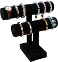 Wudygirl Velvet Bracelet Holder2 Tie Jewelry Stand Jewelry Holder Organizer for Bracelets Watches Necklaces Gift for Girl Women（Black 2 Tie）