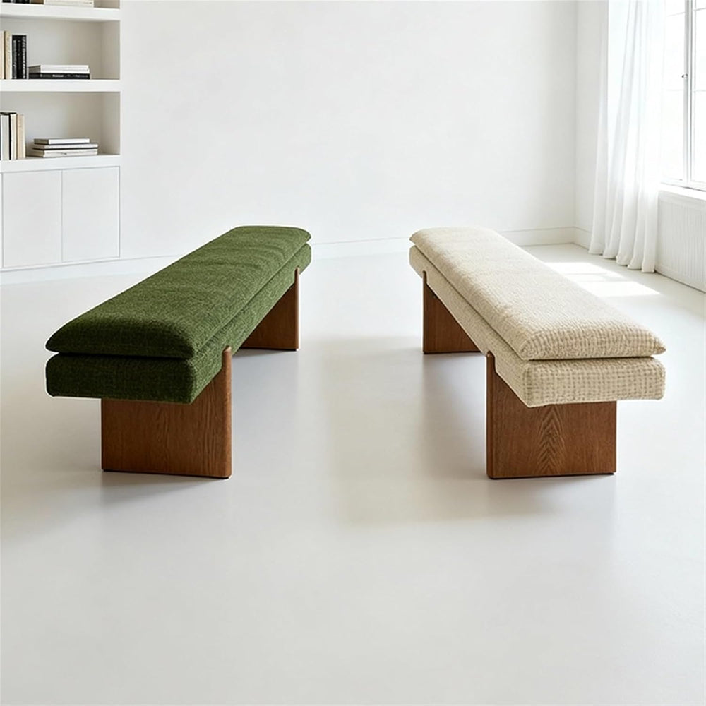 Modern White Bedroom Bench Walk-in Closet Wooden and Fabric Entryway(Small)