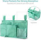 Bseash Bunk Bed Organizer, Bedside Caddy Hanging Bed Organizer Storage Bag 8 Pockets, for College Dorm Rooms Bed, Hospital Bed, Baby Bed Rails, 600D Oxford Cloth (Light Green)