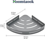 Hoomtaook 2-Tier Corner Shower Shelf No Drilling Bathroom Shelves Shower Caddies Adhesive Bath Corner Shelf Wall Mounted Bathroom Shower Caddy Organizer - Dark Grey