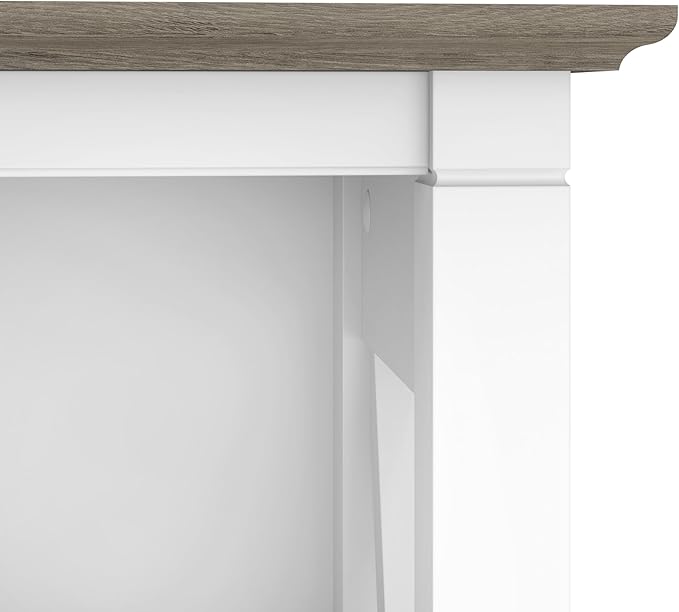 Bush Furniture Tall 5 Shelf Bookcase for Living Room or Home Office, Large Bookshelf, Modern Farmhouse Style, Key West Collection, Pure White and Shiplap Gray