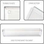 4 Pack 12"x 6" Large Size Clear Plastic Desk Drawer Organizer Tray Bathroom Office Kitchen Utensils Silverware Gadgets Dividers Desk Drawer Storage Bins Container for Dresser Cosmetic Makeup