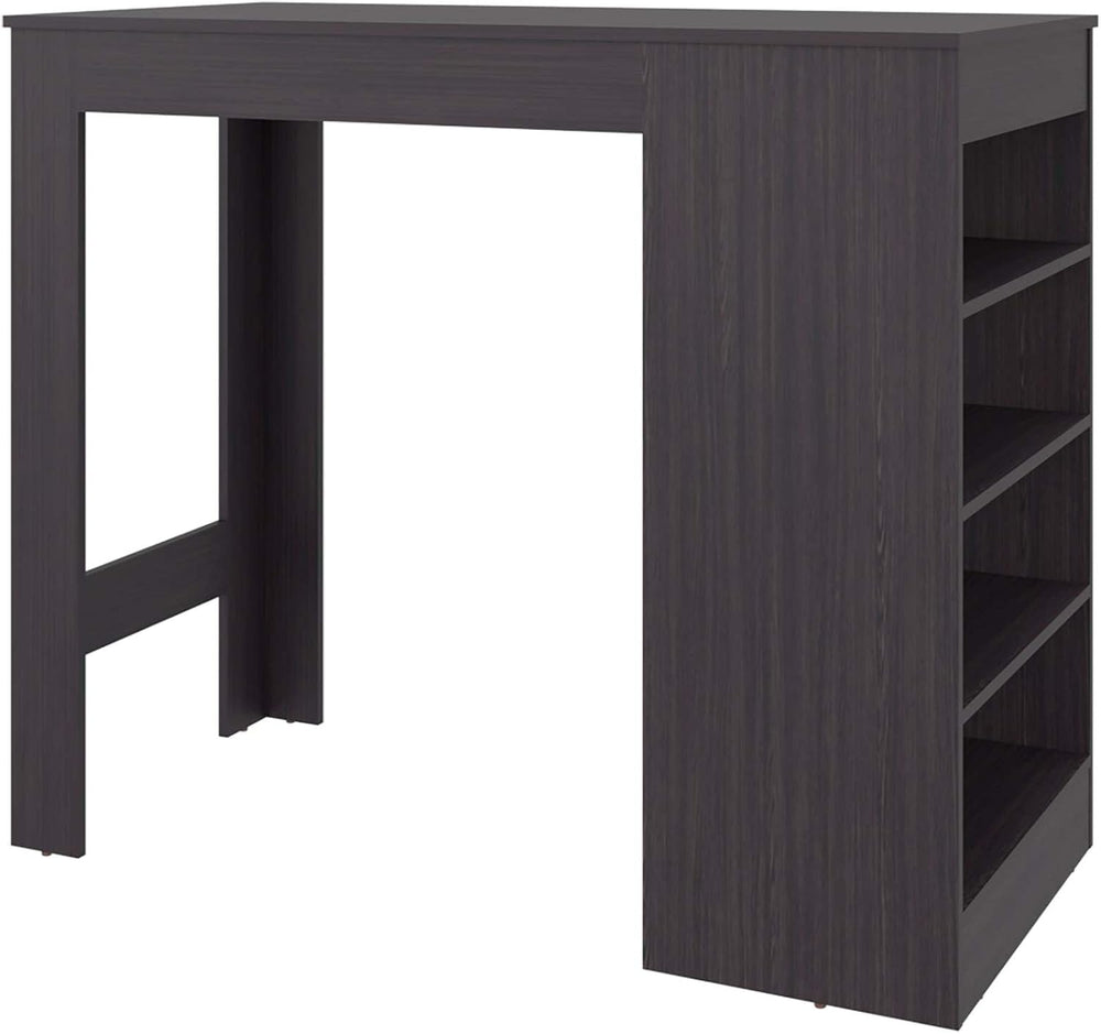 Wenge Kitchen Island with Open Storage - Wood Countertop | Four-shelf open st...