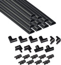 D-Line 157in Cord Cover Kit, Self-Adhesive Wire Hiders, Cable Raceway to Hide Wires on Wall, Electrical Cable Management - 10x 15.7 Lengths & 19 Accessories - 1.18" (W) x 0.59" (H) - Black