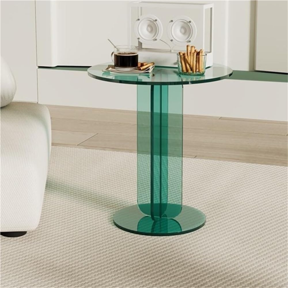 Modern Clear Acrylic Round Side Table, Small Coffee Table, Multi-Purpose End ...