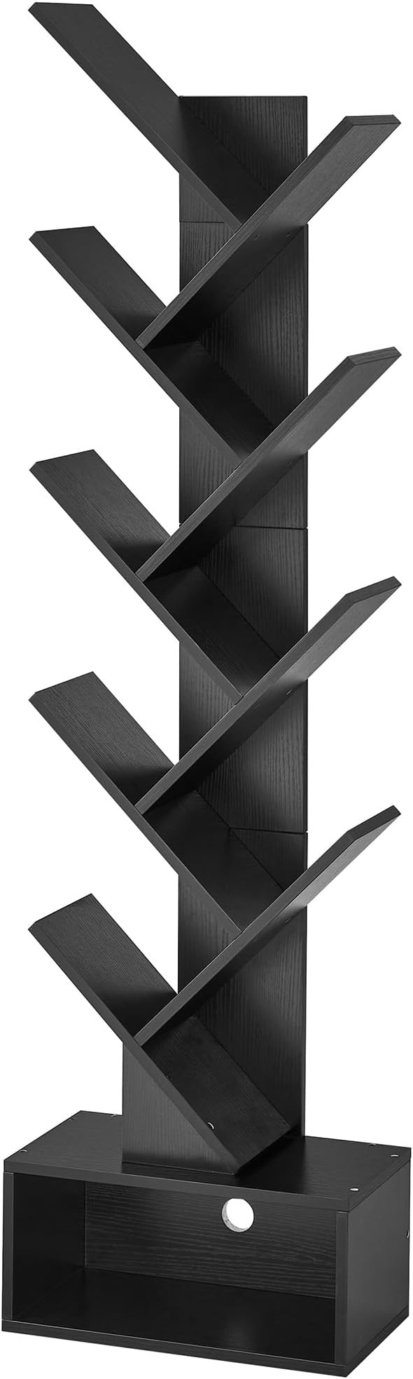 Hoctieon 9 Tier Tree Bookshelf, Tall Bookcase with Drawer, Wood Book Shelf, M...