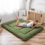 Japanese Floor Mattress Futon Mattress Thicken Tatami Mat Sleeping Pad Roll Up Mattress Floor Lounger Bed Folding Couch Bed Mattress Pad for Guest Room, Green, Queen