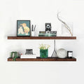 Homeforia Walnut 42 inch Floating Shelves, High End Solid Real Wood 42inch Floating Shelf for Wall, Large Dark Brown 42 inches Long Floating Shelves, Heavy Duty Bracket, 42 X 6.5 X 1.75 inch, Set of 3