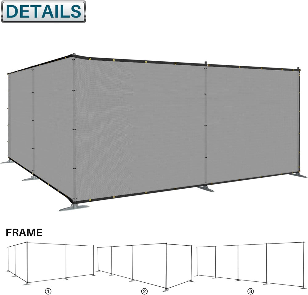 Coarbor Iron Poles Privacy Fence 6'H x 24'W Metal Fence Covering Priv...