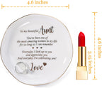 HOME SMILE Christmas Mothers Day Birthday Gifts for Aunt from Newphew or Niece-Ceramic Ring Dish Jewelry Tray-Everyday I look Up to you and appreciate to you