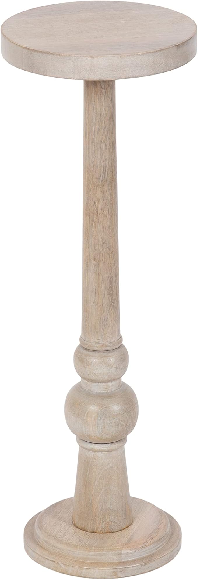 Kate and Laurel Wegner Coastal Wooden Round Drink Table, 8 x 23, Whitewash, E...