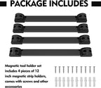 12" Magnetic Tool Holder, 4 Packs Magnetic Storage Strips Magnet Bar PVC Coated for Garage Tool Organizer Mounted Hanging Strip,Heavy Duty of Holder Easy to Install